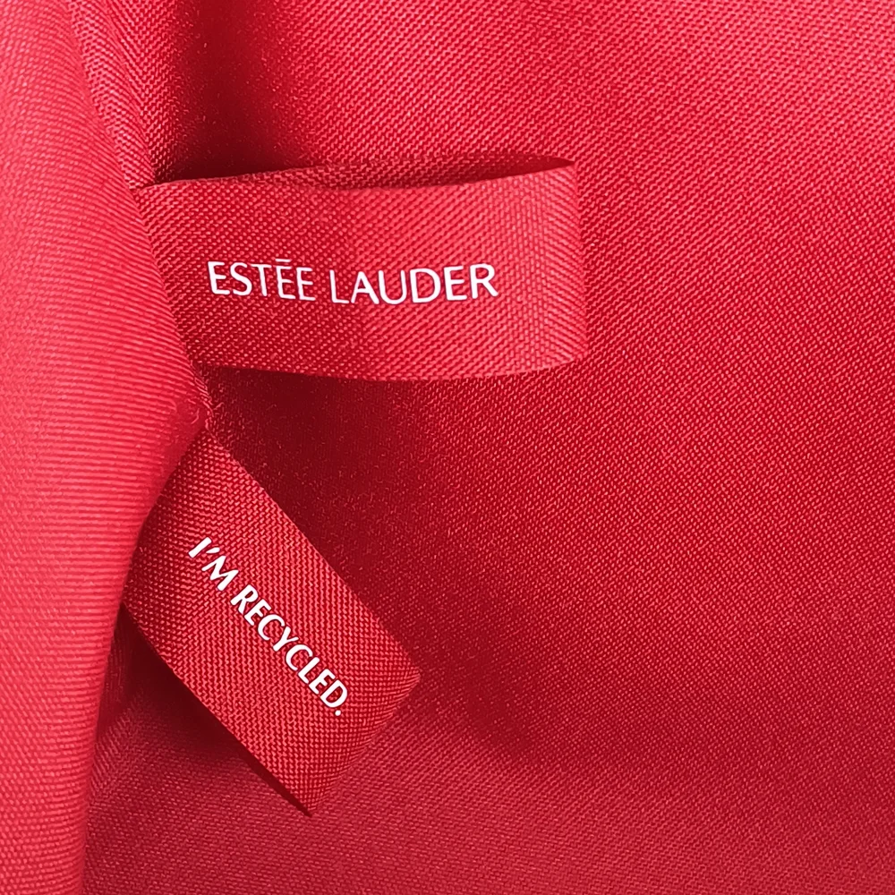 Estee Lauder Holiday Train Case Red Starry Cosmetic Bag Nylon 11